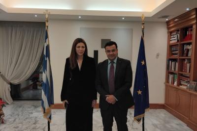 Συνάντηση Δημάρχου Ύδρας Γιώργου Κουκουδάκη με την Υπουργό Παιδείας Σοφία Ζαχαράκη