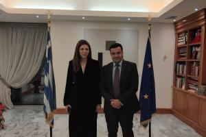 Συνάντηση Δημάρχου Ύδρας Γιώργου Κουκουδάκη με την Υπουργό Παιδείας Σοφία Ζαχαράκη