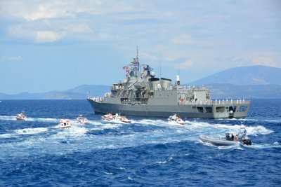 Υποδοχή φρεγάτας "ΣΠΕΤΣΑΙ" στην Ύδρα