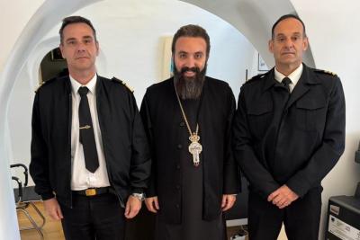 Εθιμοτυπική επίσκεψη  του Υποναυάρχου Λ.Σ. Γ. Χατζηγεωργίου στα γραφεία της Ιεράς Μητροπόλεως Ύδρας