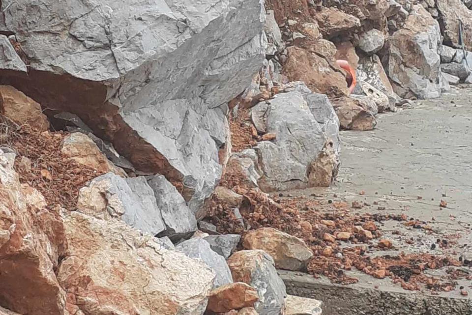 Κατολίσθηση βράχων  στο Αυλάκι μετά τη χθεσινή καταιγίδα