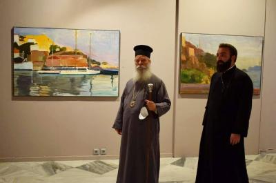 Ο Μητροπολίτης ΕΦΡΑΙΜ επισκέφτηκε την έκθεση του Φραγκίσκου Δουκάκη στο ΙΑΜΥ