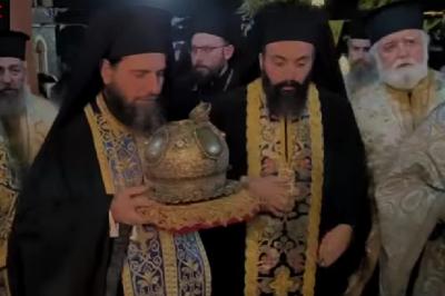 Yποδοχή   της Τιμίας Κάρας του Αγ. Νεομάρτυρα Κωνσταντίνου του Υδραίου στον Ι.Ν. Αγίου Νικολάου Καρδίτσας